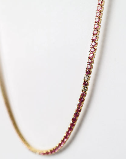 Pink Tennis Necklace