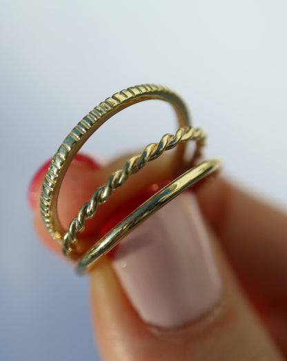 Trio of 9kt gold Stacking Rings by Jade Rabbit