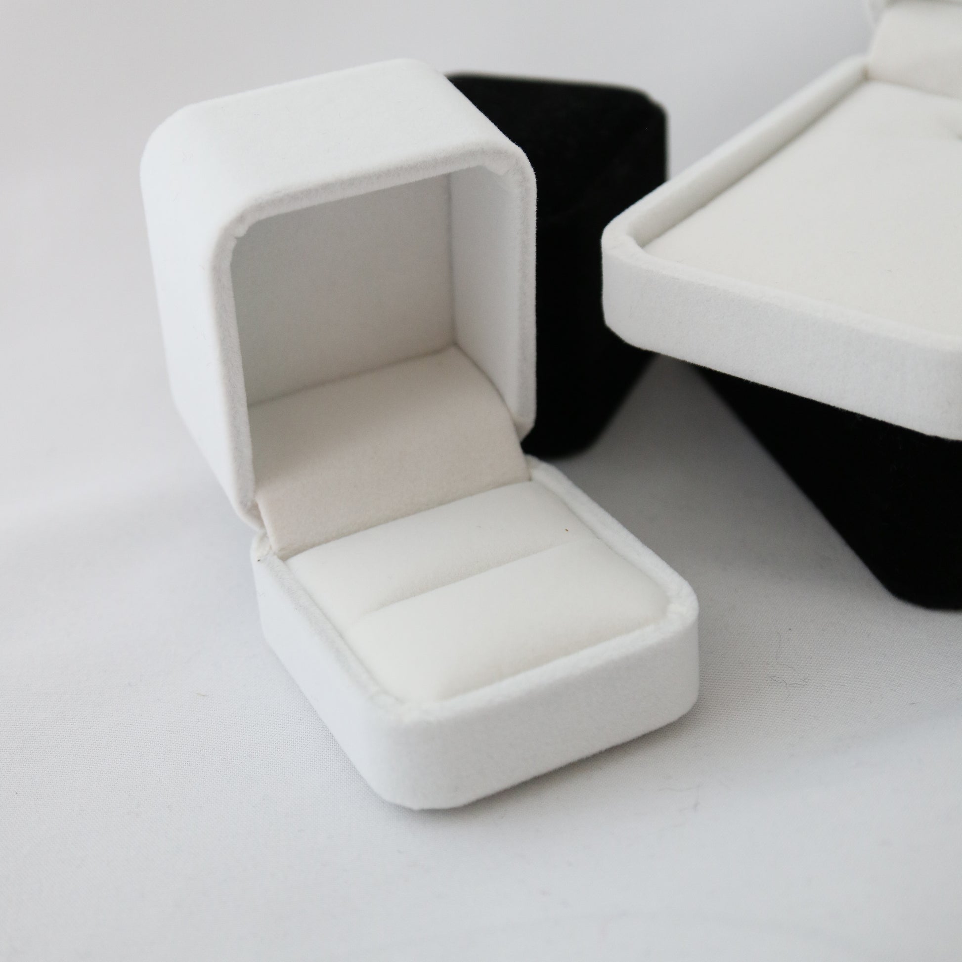White velvet ring box