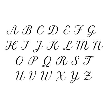 Calligraphic alphabet letters from A to Z on a white background