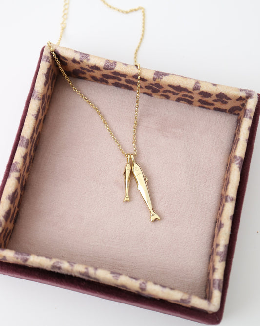 Side by Side Gold Pendant Necklace | Sterling Silver, 14kt Gold Plated