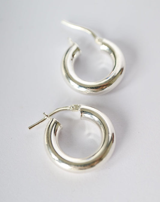 Silver Macaroni Hoop Earrings Collective & Co Jewellery brand
