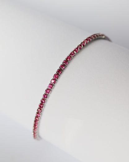 Skinny Tennis Bracelet pink gemstones in sterling silver