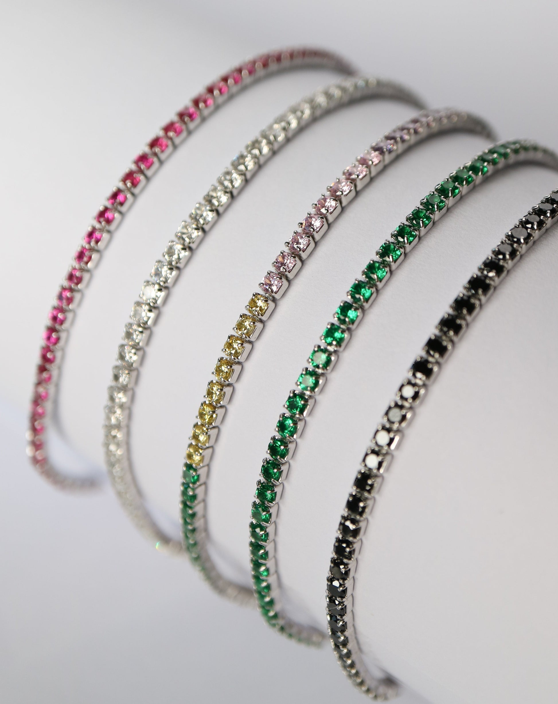 Skinny Tennis Bracelets multi coloured in sterling silver