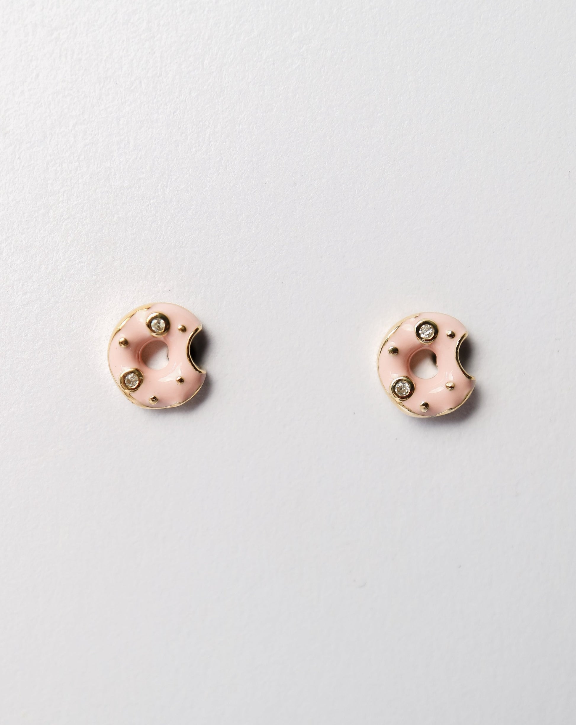 Pink and diamond donut stud earrings