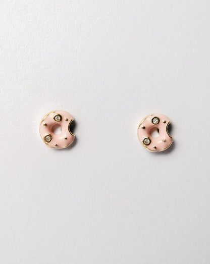 Pink and diamond donut stud earrings