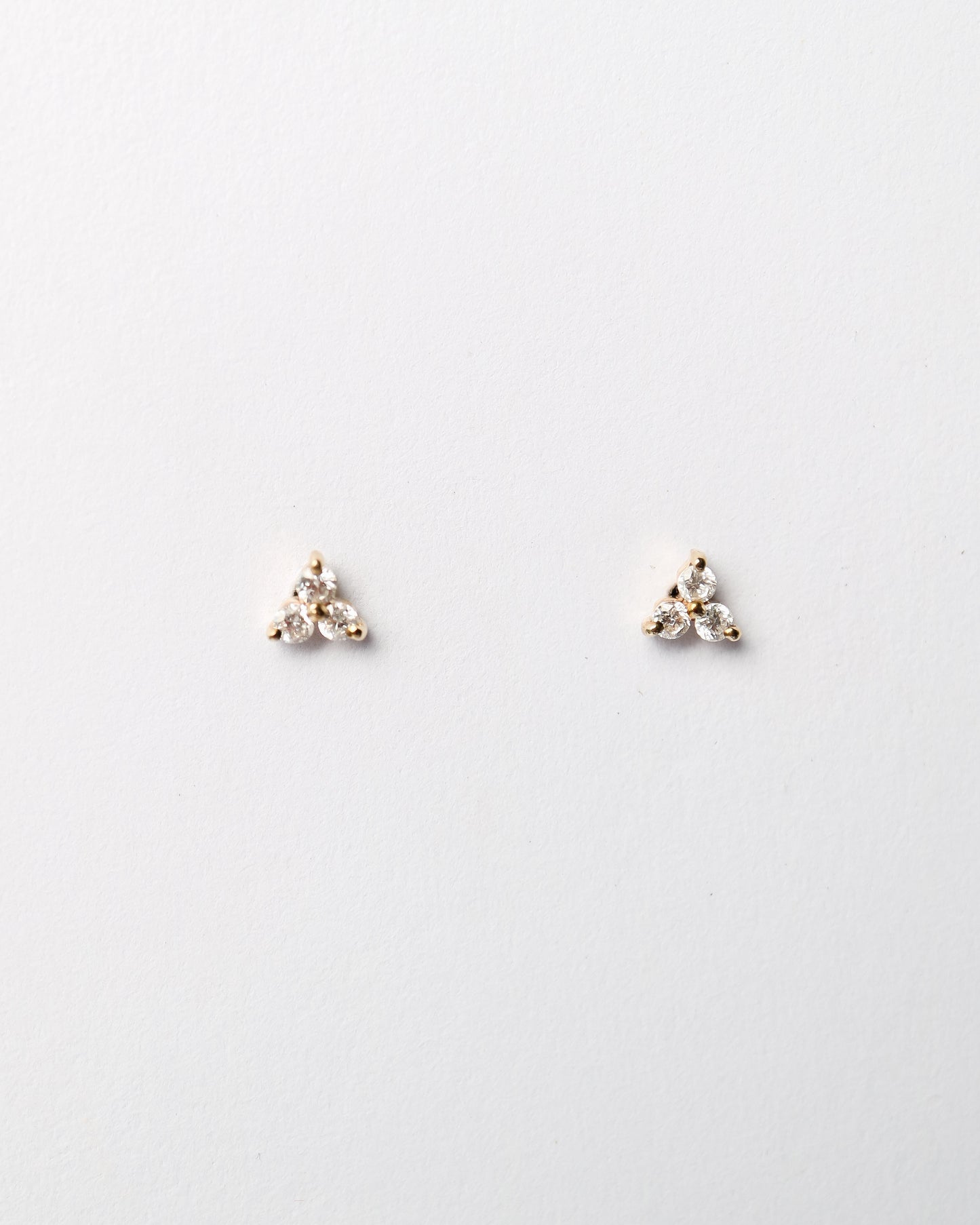 9ct gold diamond trio stud earrings