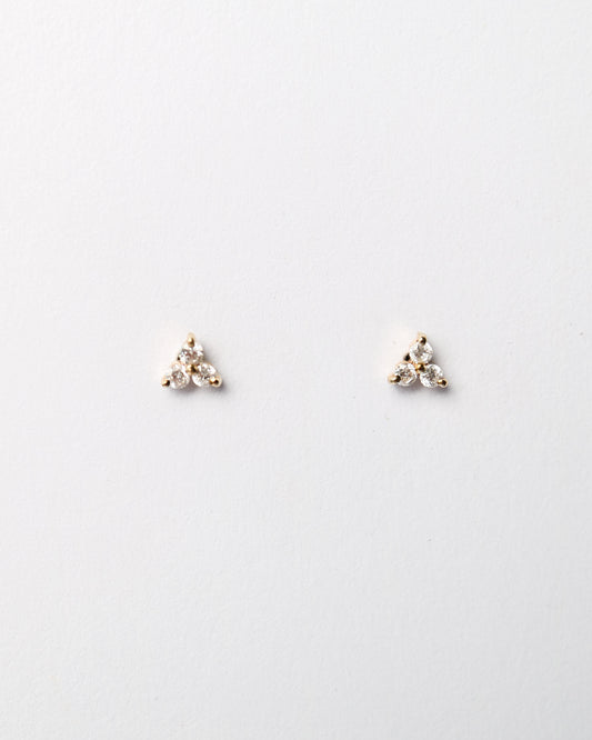 9ct gold diamond trio stud earrings