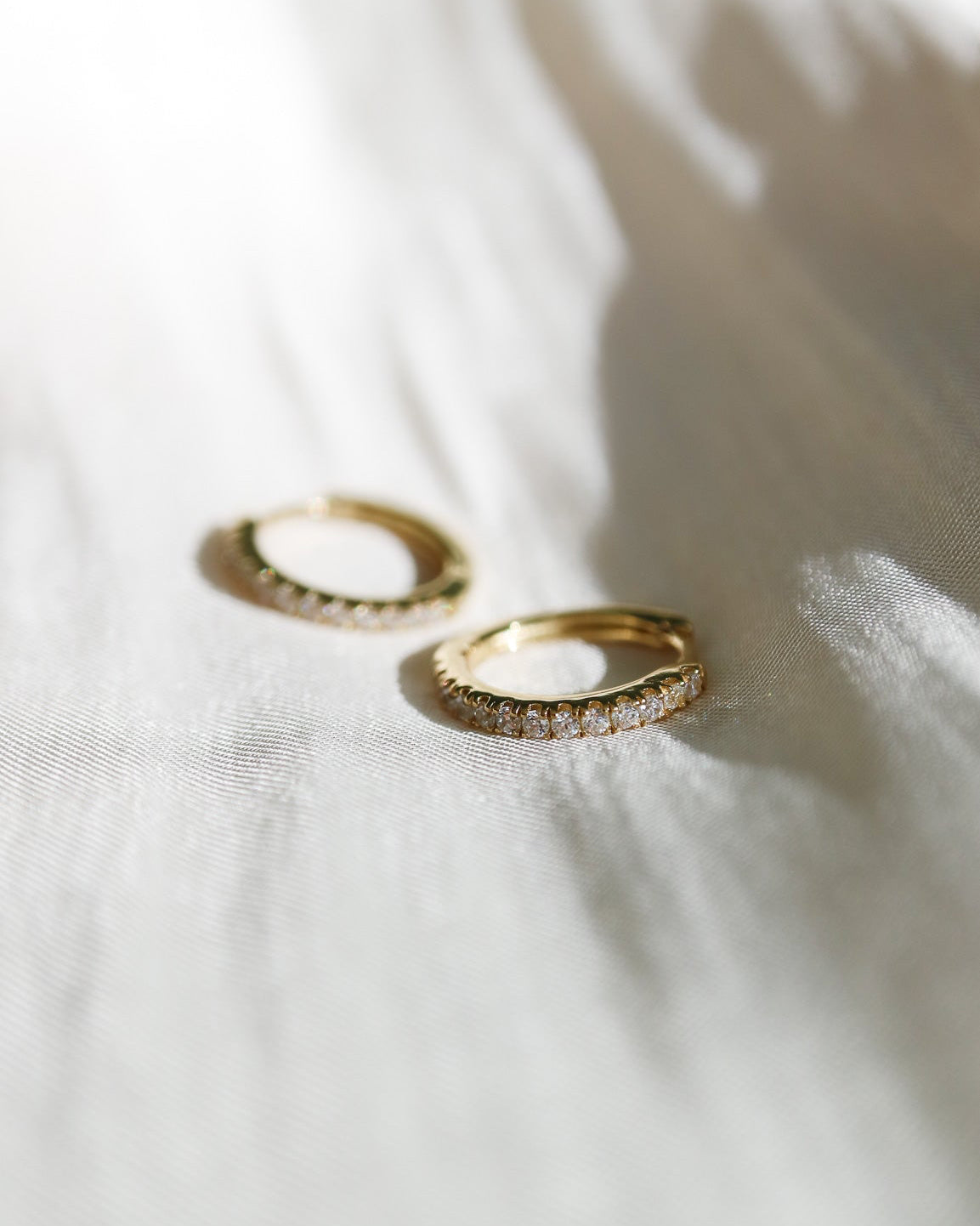 14kt gold plated silver Huggies with sparkling CZ