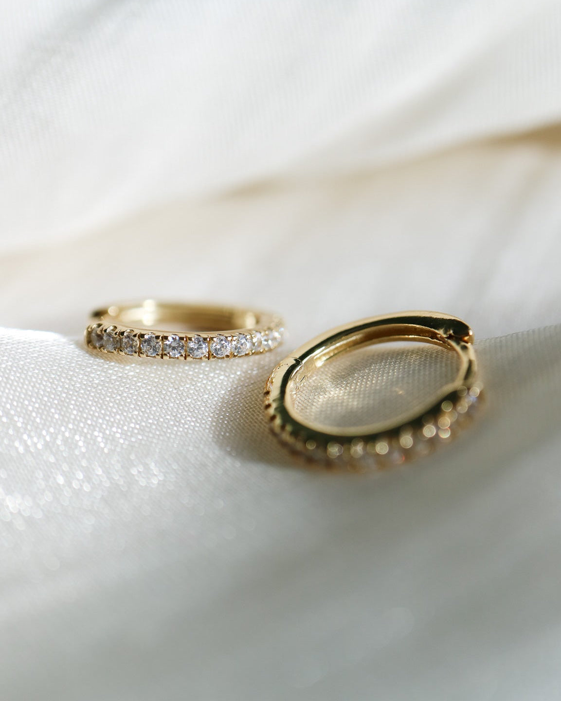 14kt gold plated silver Huggies with sparkling CZ