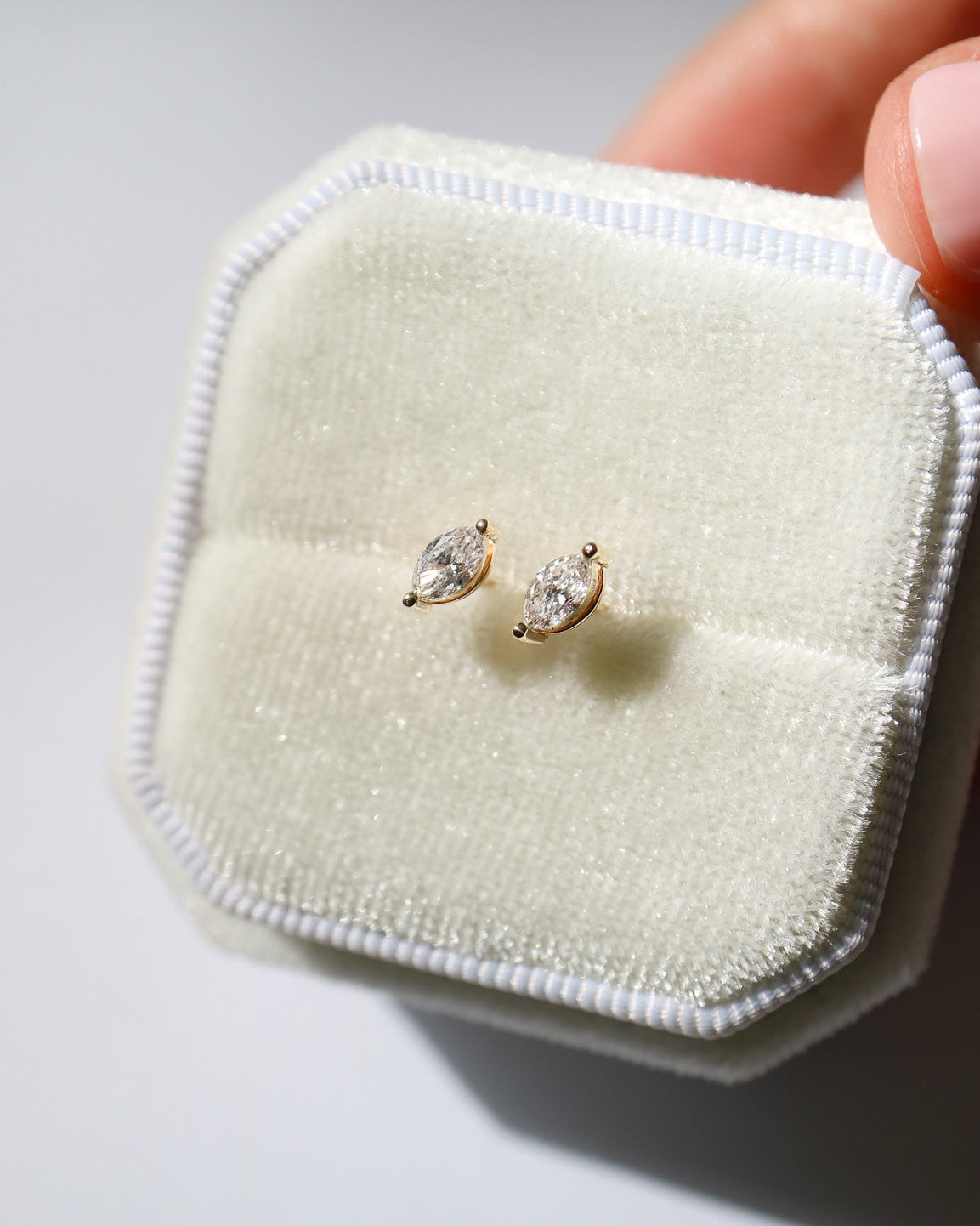 Sparkling Diamond Marquise Studs in 9ct gold