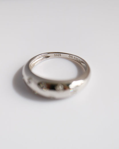 Silver ring on a white background