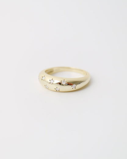 Gold ring on a white background