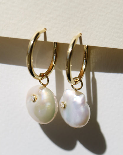 Diamond Pearl Charm for hoop earrings