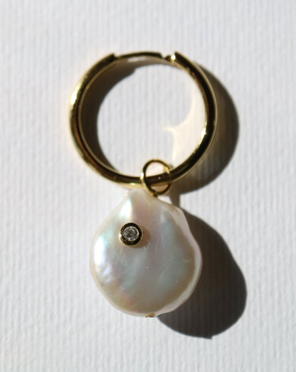 Diamond Pearl Charm for hoop earrings