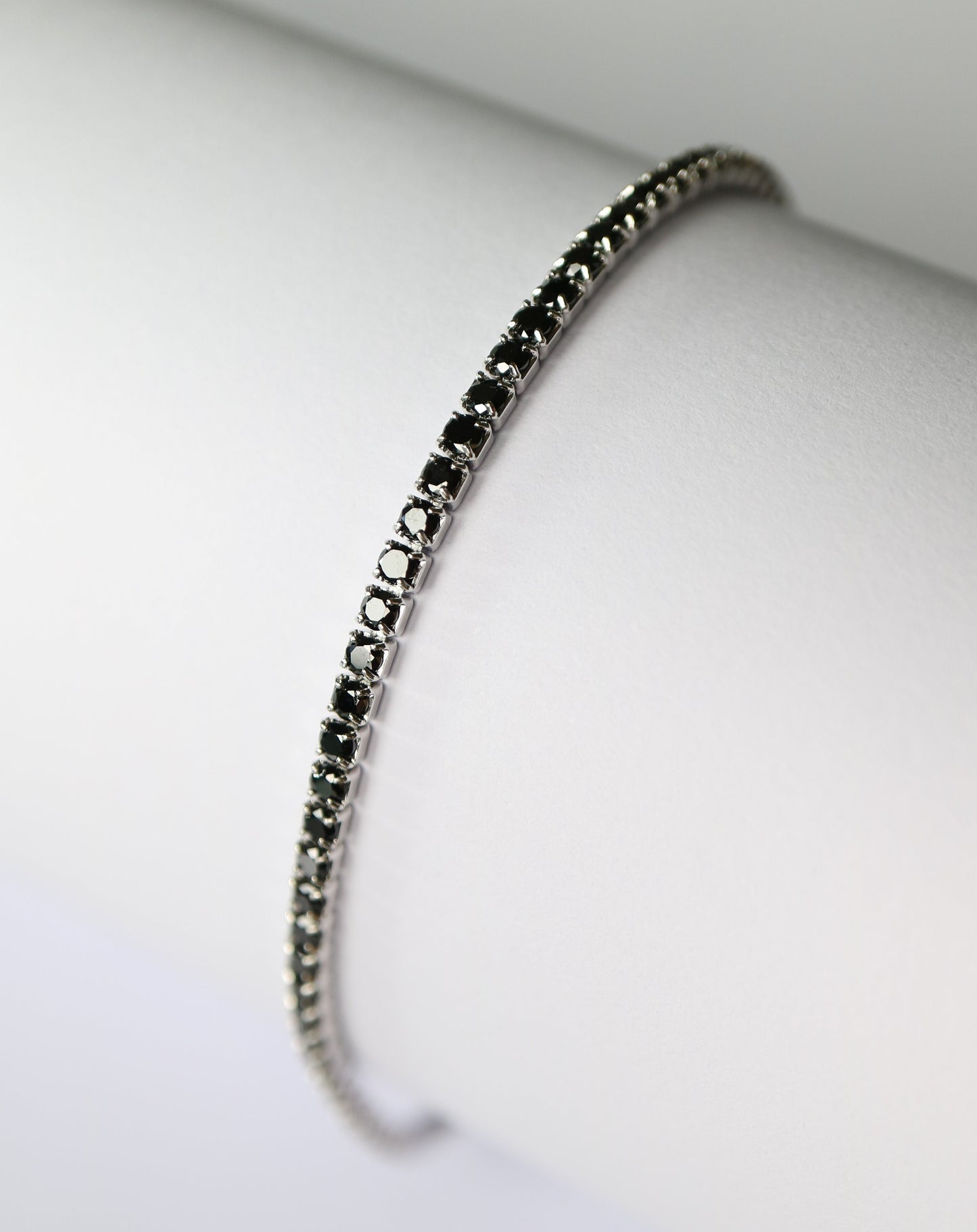 Skinny Tennis Bracelet black gemstones in sterling silver