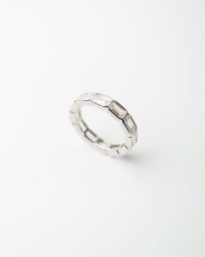 The Prism Eternity Band with baguette cut moissanite