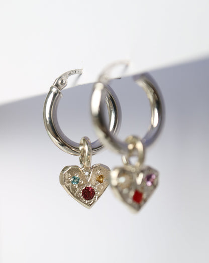 Zadie Remarco Stargazer Mini Heart Charm in silver with natural colourful gemstones