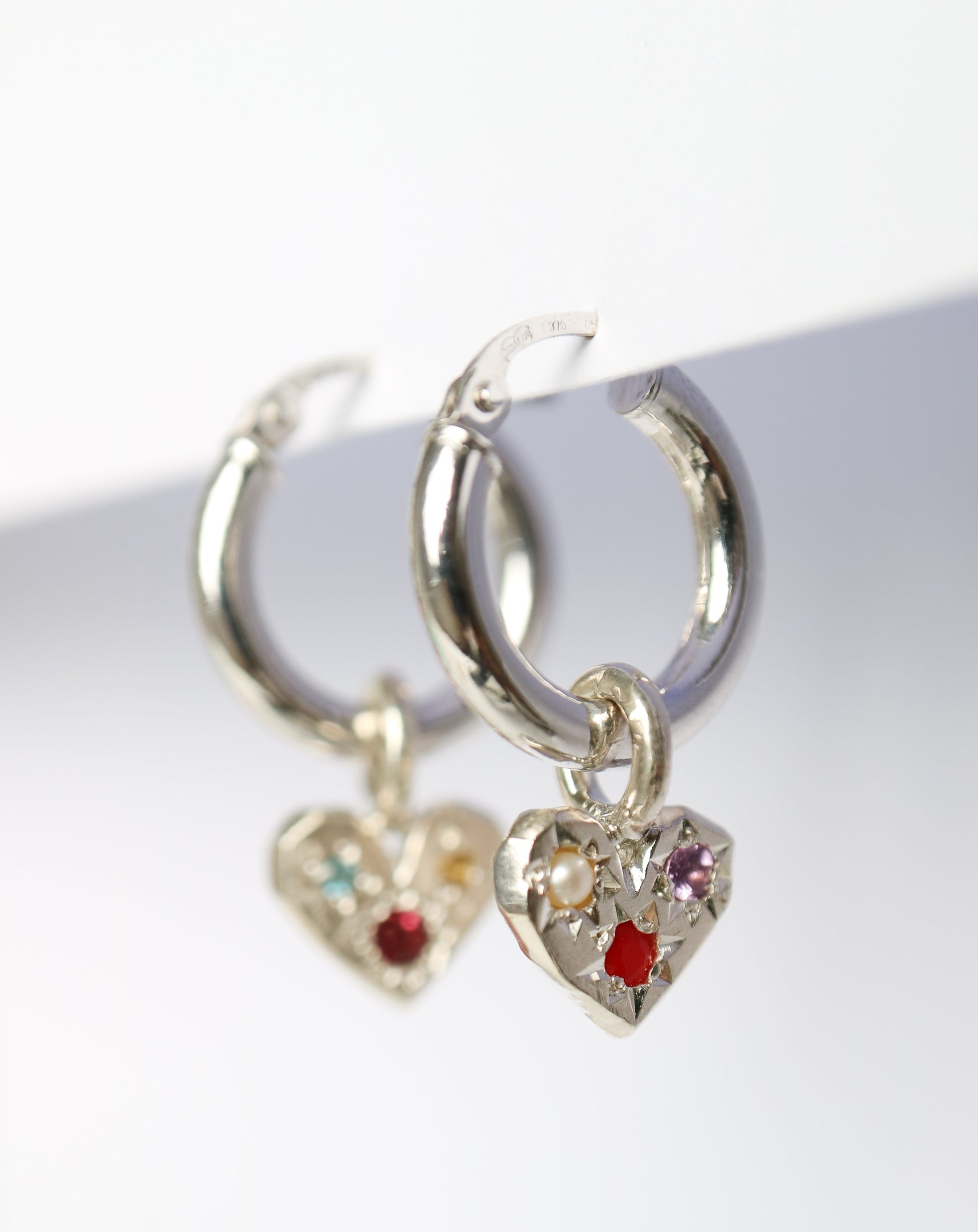 Zadie Remarco Stargazer Mini Heart Charm in silver with natural colourful gemstones