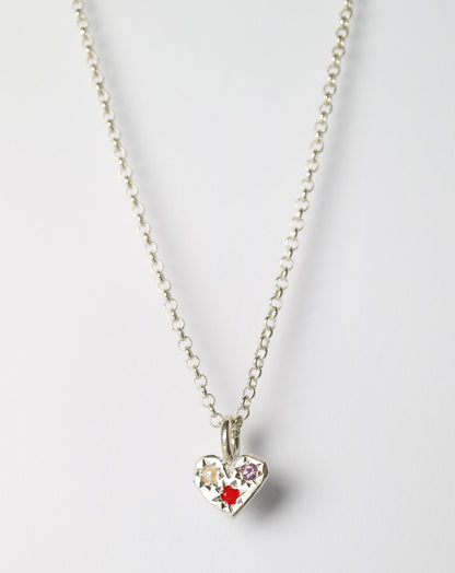 Zadie Remarco Stargazer Mini Heart Charm in silver with natural colourful gemstones