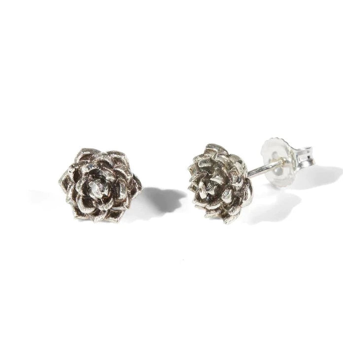 Desert Rose stud earrings in silver from Katmeleon Jewellery