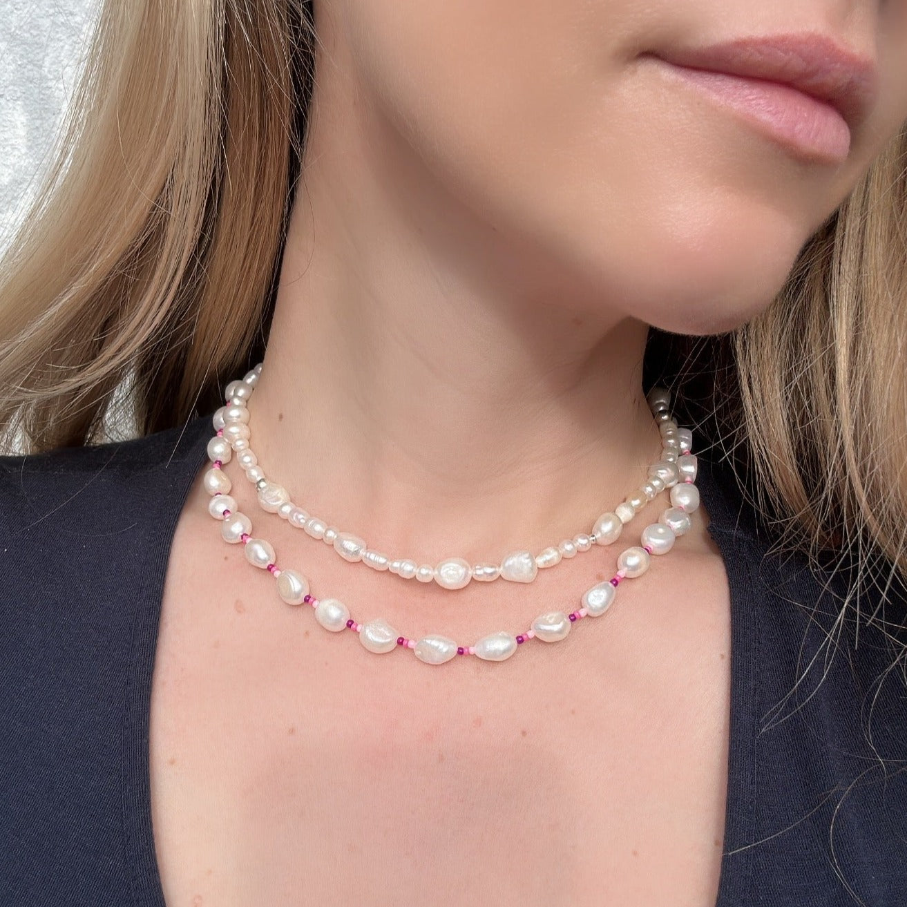 Pink pearl necklace