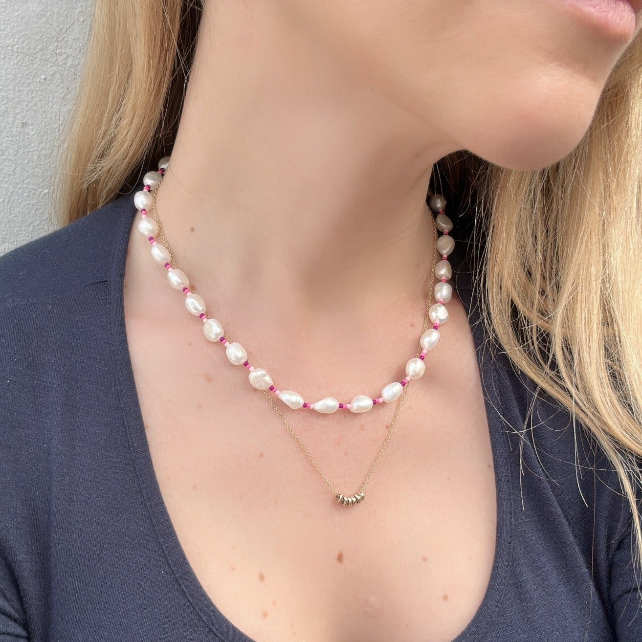 Pink pearl necklace