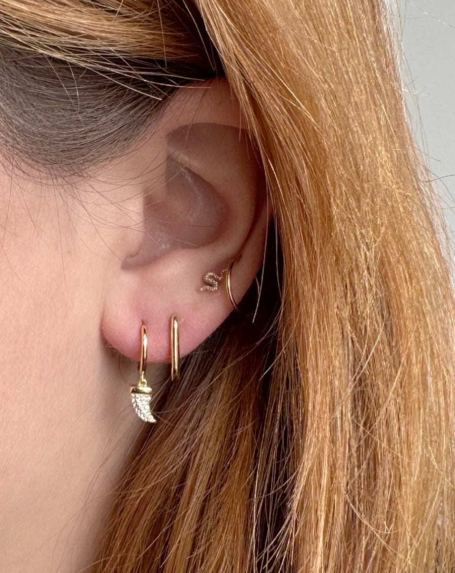 Diamond Horn Huggie Earrings