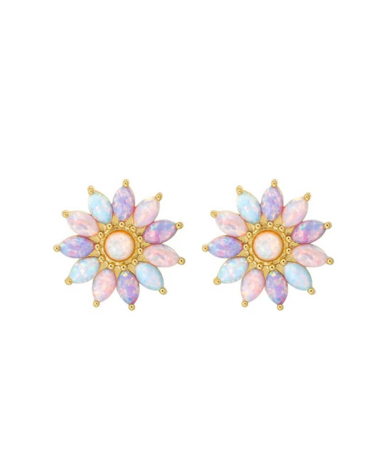 La Kaiser pastel opal ombre gold earrings studs