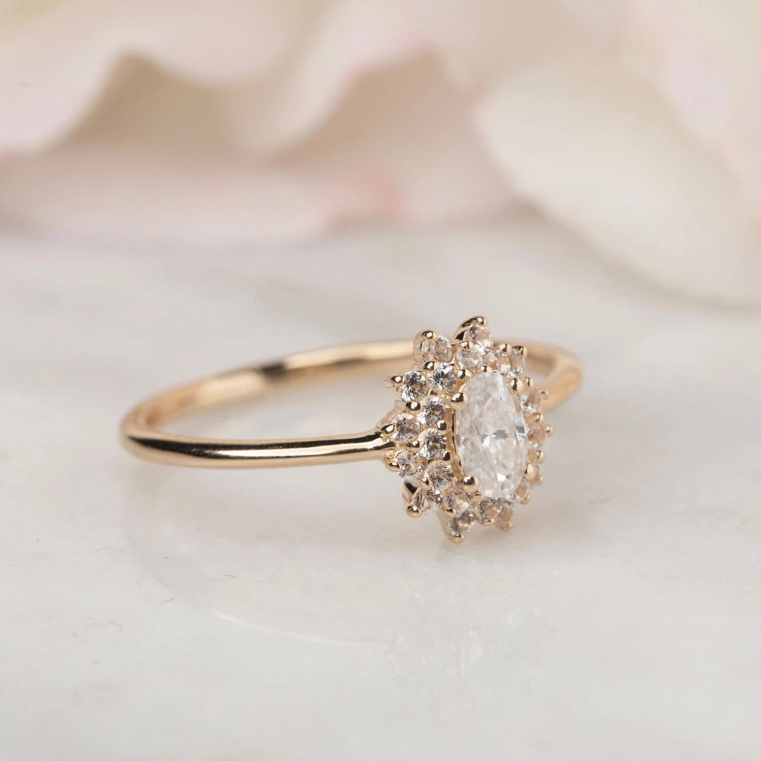 10kt Gold Moissanite and Sapphire Deux Fleur Ring by La Kaiser Jewelry ...