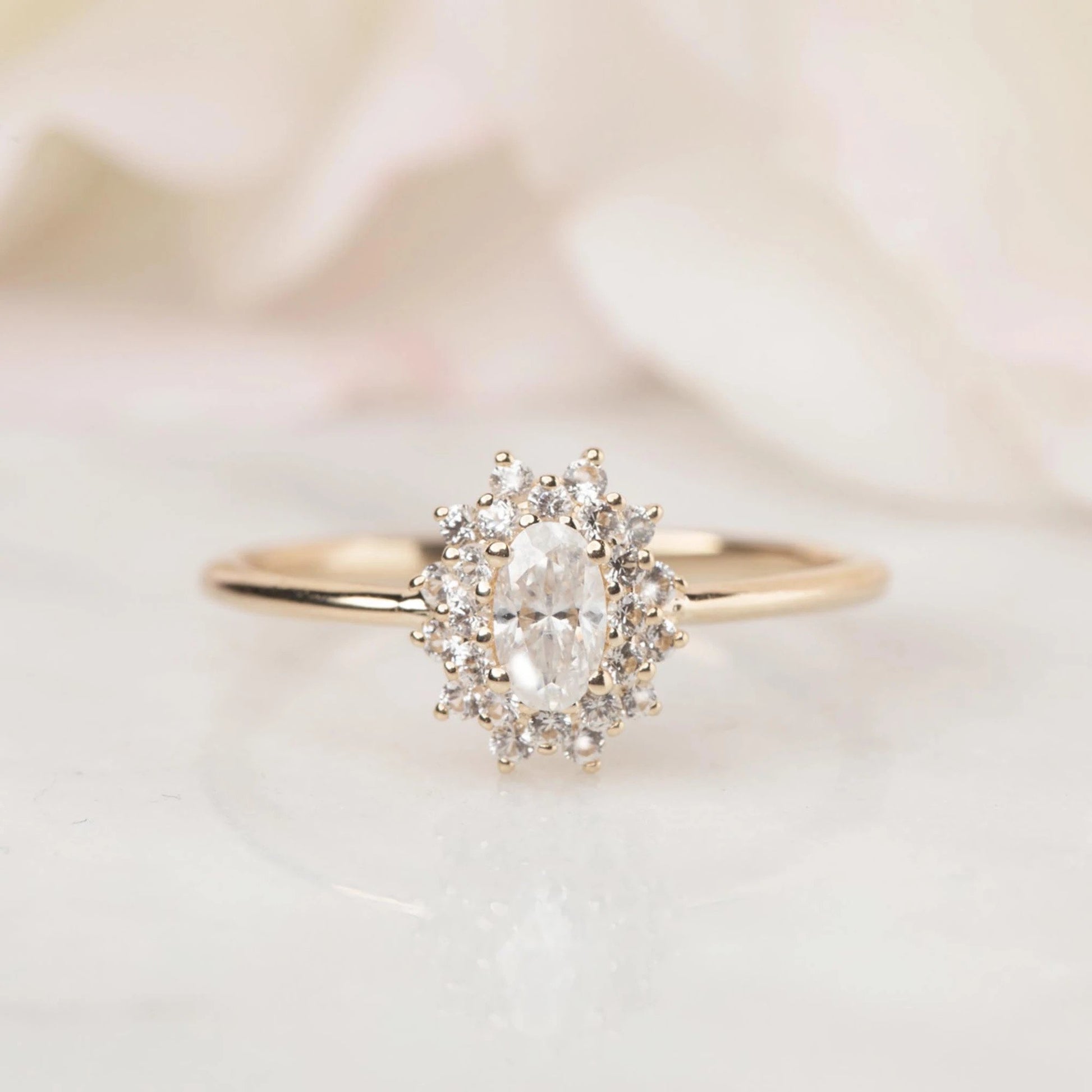 10kt Moissanite & Sapphire Deux Fleur Ring from La Kaiser