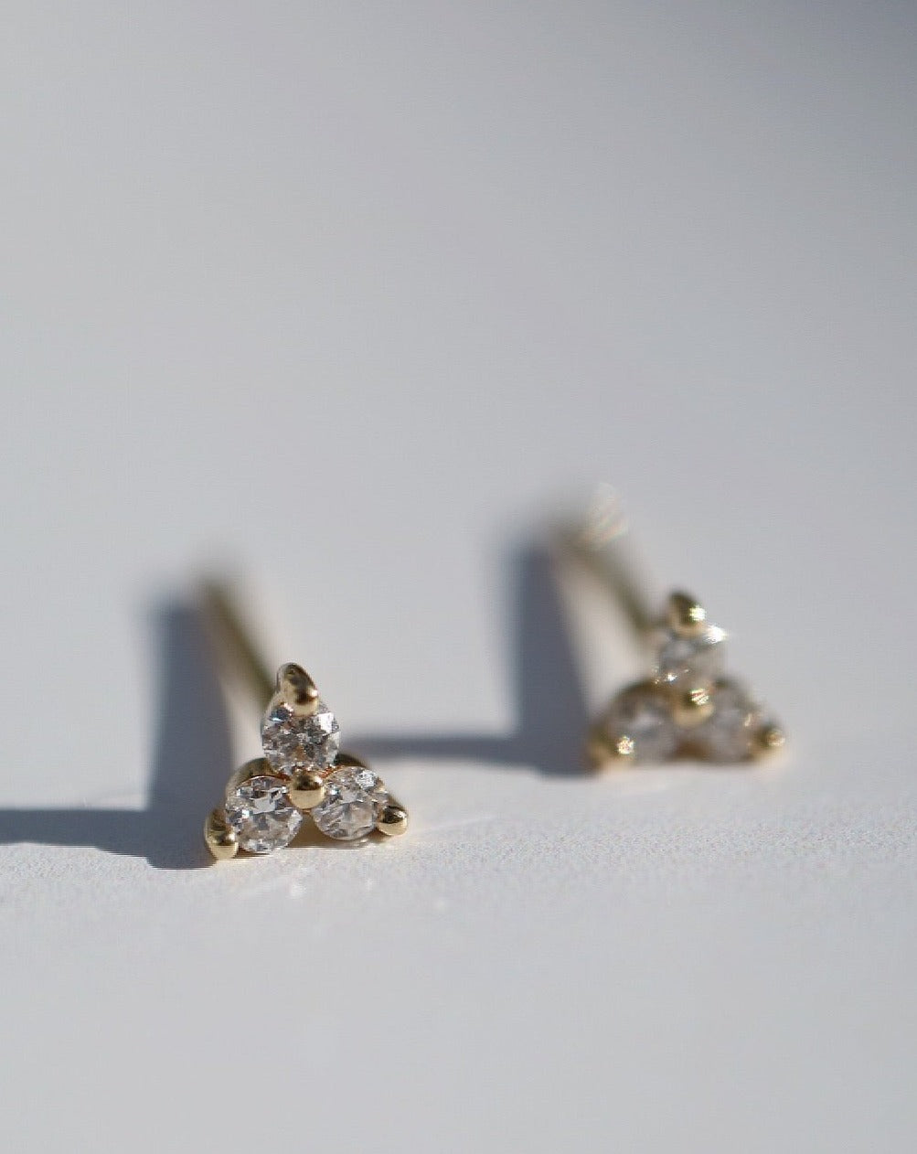 14ct gold and Diamond Trio Stud Earrings