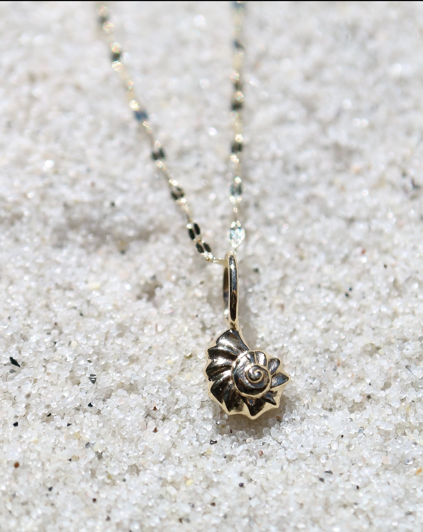 14kt gold seashell necklace