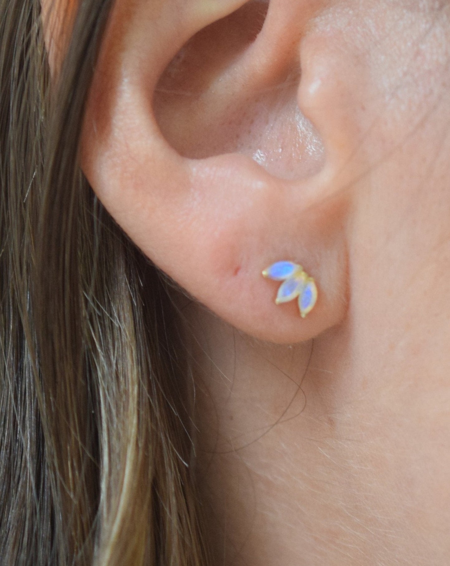 14kt Gold Opal Lotus Studs by La Kaiser Jewellery. Sold online in South Africa by Collective & Co. online jewellery store.