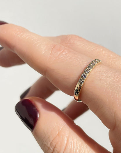 Collective & Co. 9ct gold and diamonds half eternity ring shown on finger