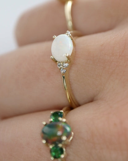 9ct gold Cassie Ring with opal and diamonds
