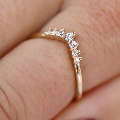 9ct gold Diamond Wishbone Ring