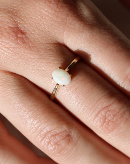 9ct gold Opal Solitaire Engagement Ring