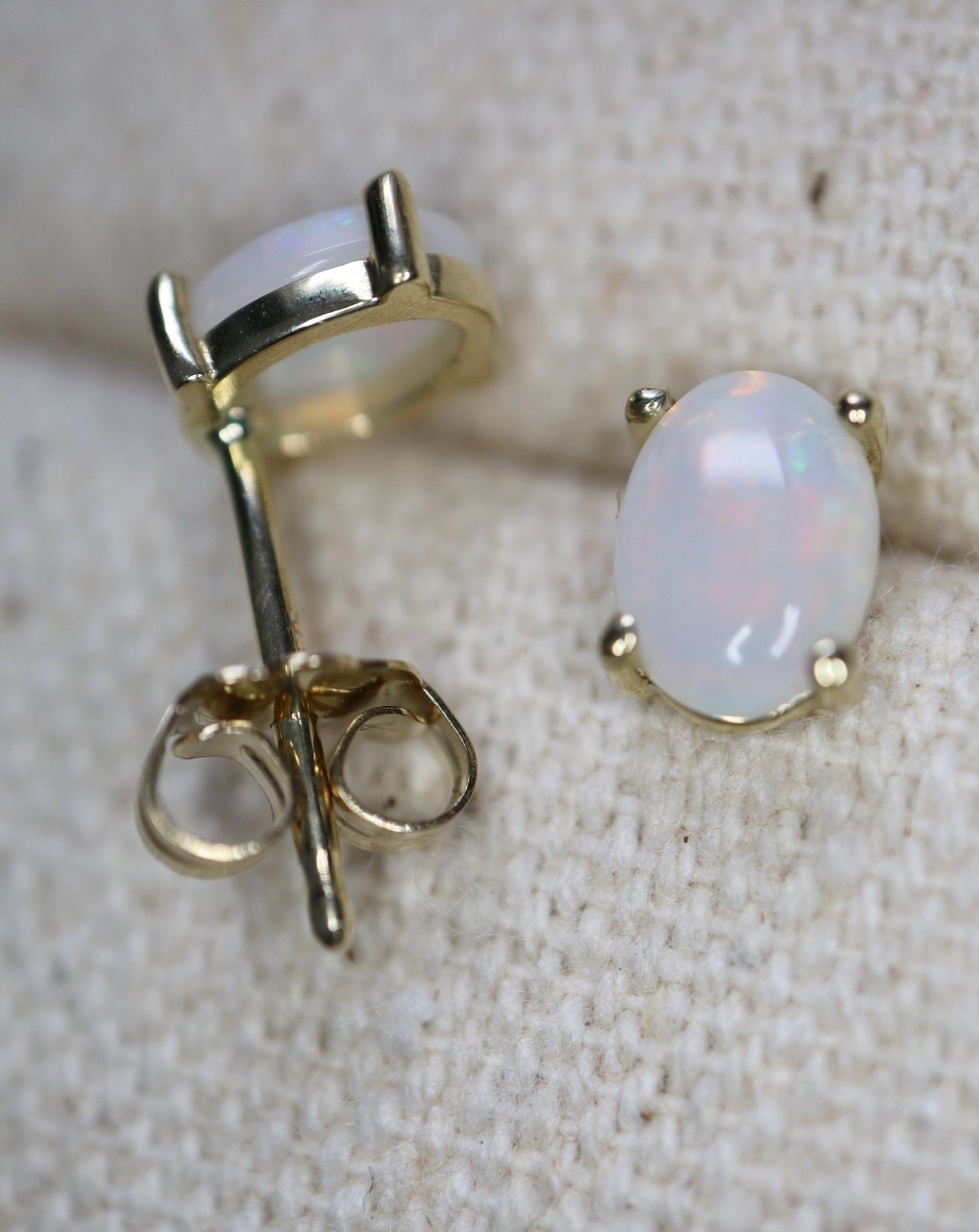 9ct gold stud earrings with opal