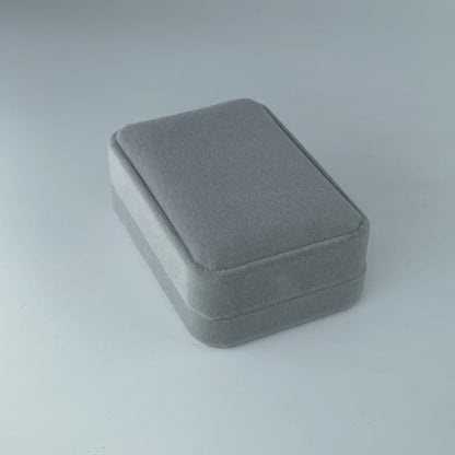 Grey velvet necklace box, closed lid