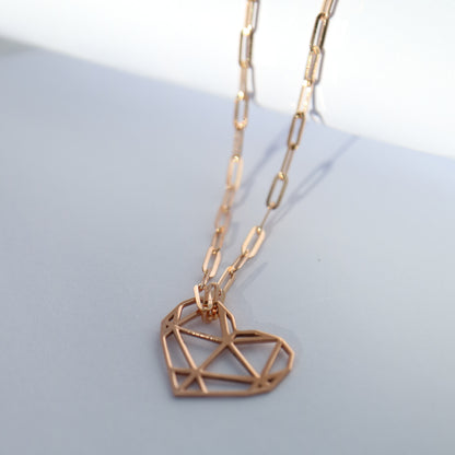 9ct gold Origami Heart Pendant