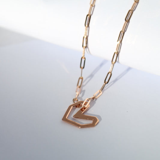 9ct gold Heart Pendant on paperclip chain