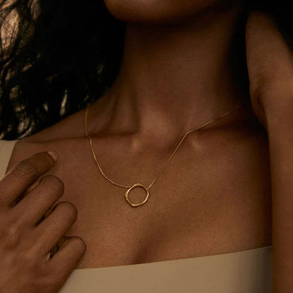 9kt gold Pave Wobble Necklace by Meraki Jewellery Design
