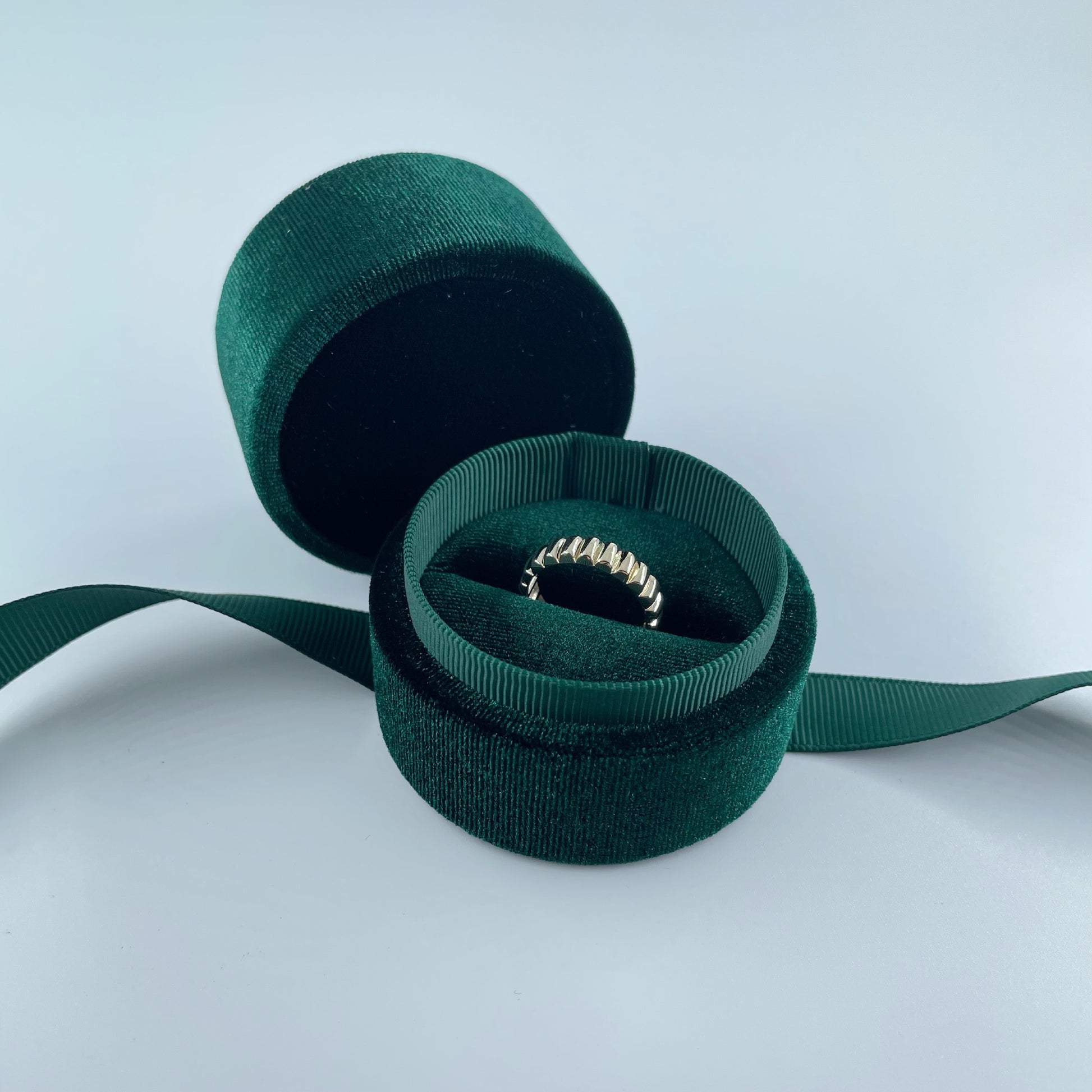 Green velvet ring box