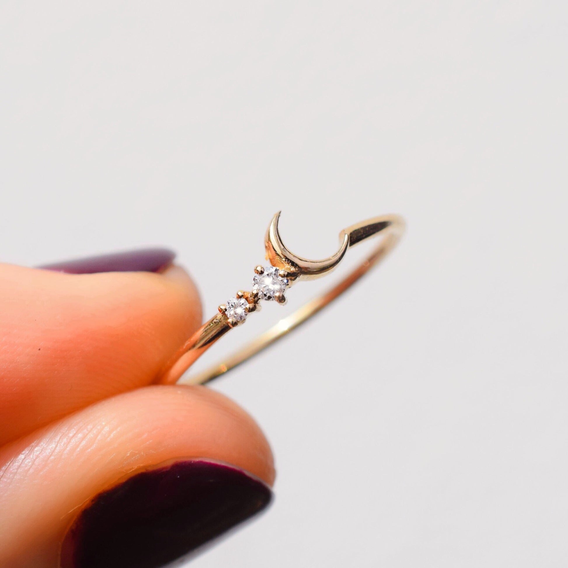 14kt Gold Fly me to the Moon Ring by La Kaiser. Solid gold with two diamonds. A La Kaiser favourite. Exclusive in South Africa on Collective and Co online jewellery store