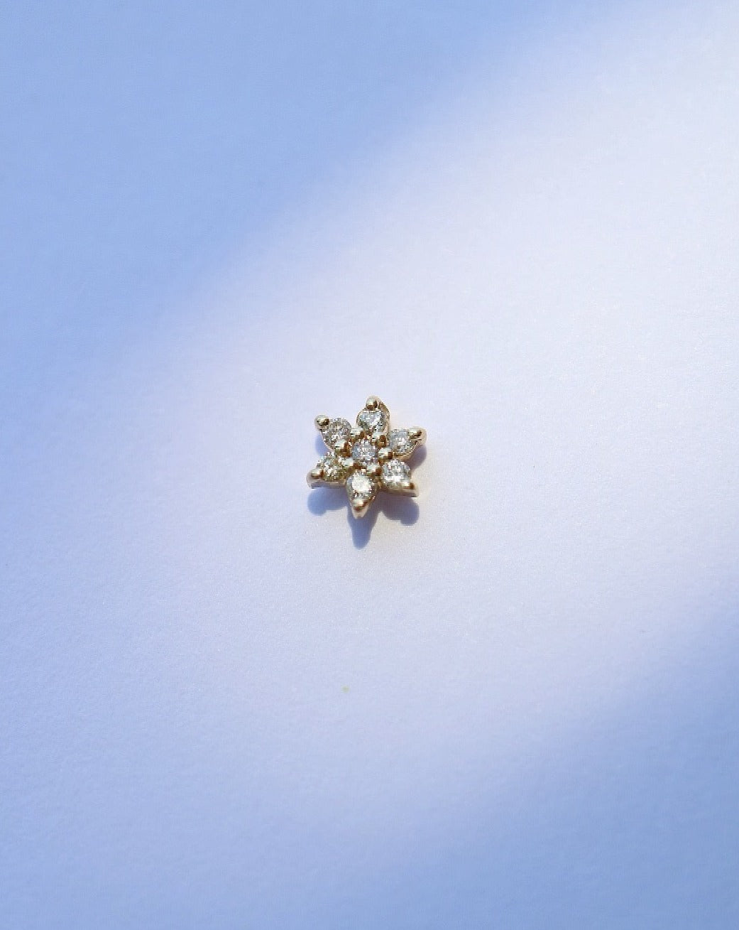 14kt Diamond Cluster Star Piercing Stud