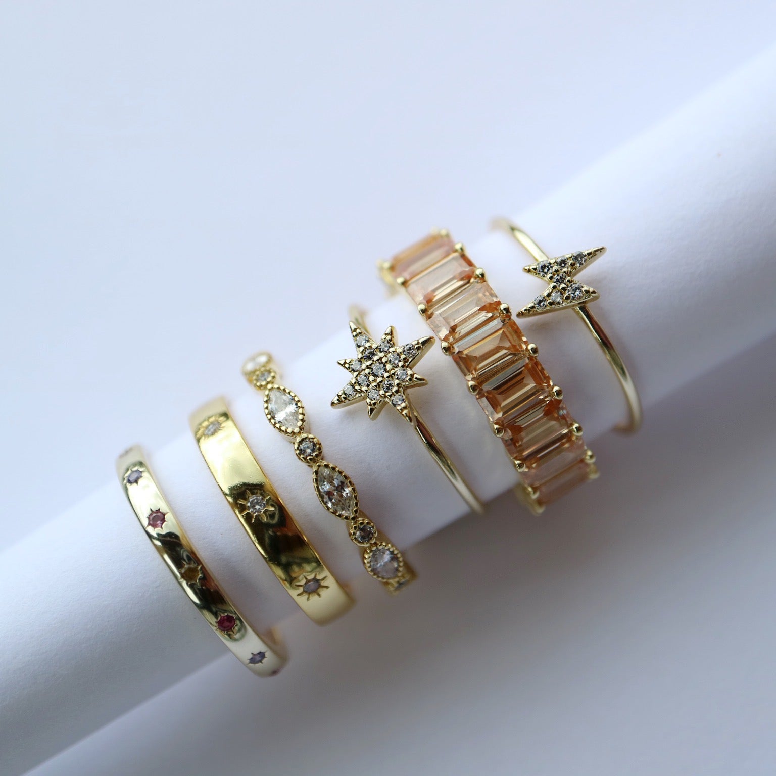 Baguette cut stones set in eternity ring band
