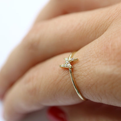 Gold ring with diamond lightning bolt 