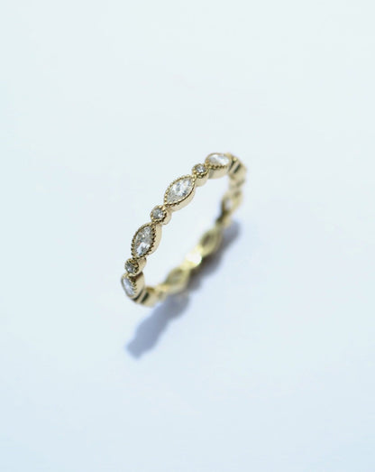 Gold ring with marquise cut diamonds