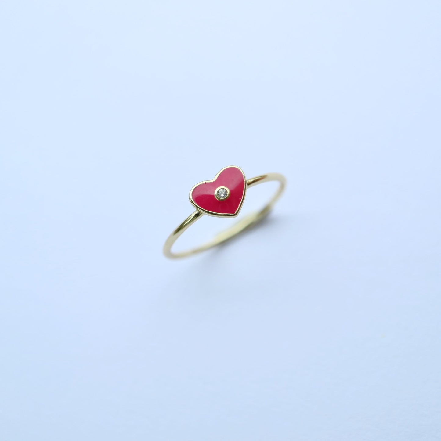 Heart Ring with pink enamel